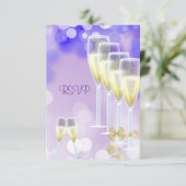 RSVP verjaardagsfeest Paarse champagneglazen (Staand voorkant)