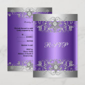 RSVP verjaardagsfeest Paarse zilveren diamant (Voorkant / Achterkant)