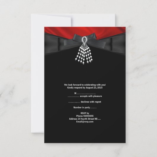 RSVP Verjaardagsfeest Rode Zijde Juweel Zwart Wit (Achterkant)