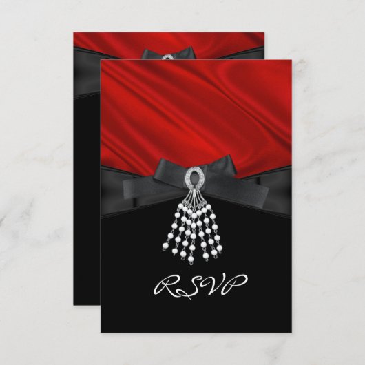 RSVP Verjaardagsfeest Rode Zijde Juweel Zwart Wit (Voorkant / Achterkant)