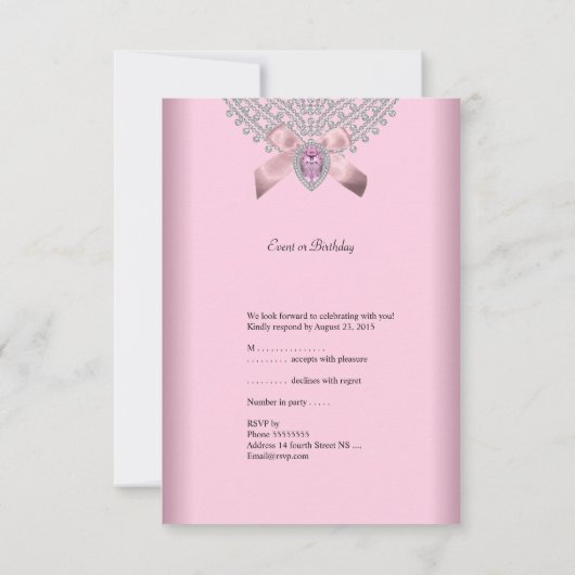 RSVP Verjaardagsfeest Roze Zilveren Witte Diamant (Achterkant)