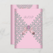 RSVP Verjaardagsfeest Roze Zilveren Witte Diamant  (Voorkant / Achterkant)