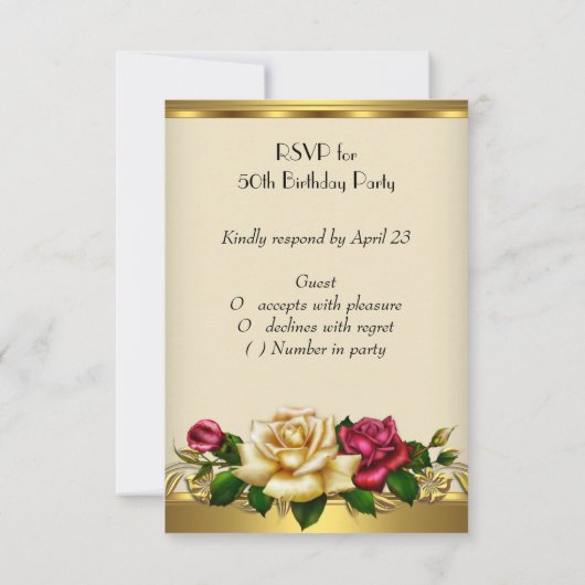 RSVP Verjaardagsfeest Rozen Red Cream Gold 3 (Achterkant)