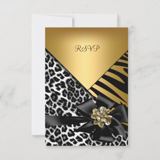 RSVP Verjaardagsfeest Zebra Leopard Gold Elegant (Voorkant)