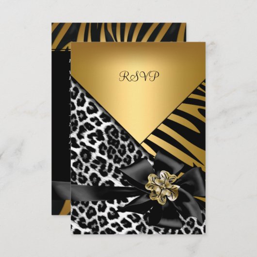 RSVP Verjaardagsfeest Zebra Leopard Gold Elegant (Voorkant / Achterkant)