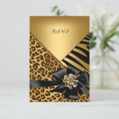 RSVP Verjaardagsfeest Zebra Leopard Gold Elegant 2 (Staand voorkant)