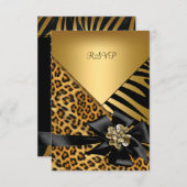 RSVP Verjaardagsfeest Zebra Leopard Gold Elegant 2 (Voorkant / Achterkant)