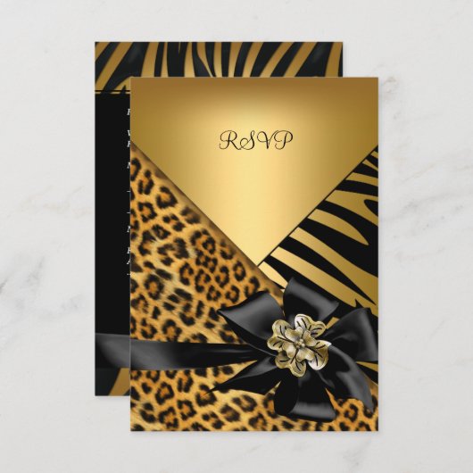 RSVP Verjaardagsfeest Zebra Leopard Gold Elegant 2 (Voorkant / Achterkant)