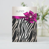 RSVP Verjaardagsfeest Zebra Wit Crème Zwart Roze (Staand voorkant)