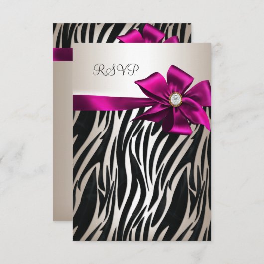 RSVP Verjaardagsfeest Zebra Wit Crème Zwart Roze (Voorkant / Achterkant)