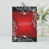 RSVP Verjaardagsfeest Zwart Helder Diep Rood Groot Kaartje (Staand voorkant)