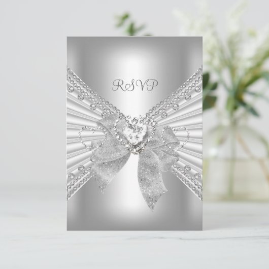 RSVP Verlovingsdiamant Hart Wit Zilveren Boog (Staand voorkant)