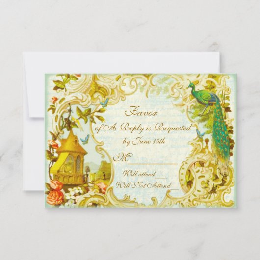 RSVP Versailles Peacock Garden Kaartje (Voorkant)