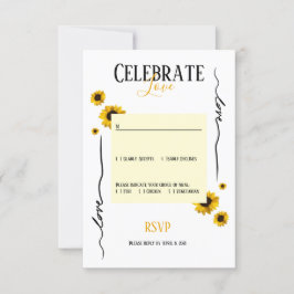 RSVP vier liefde en gouden zonnebloemen Kaart