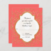 RSVP Vierlobbig kader met script en krul, goud gli (Voorkant / Achterkant)