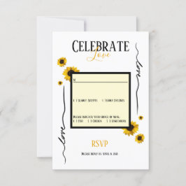 RSVP viert liefde en gouden zonnebloemen Kaart