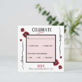 RSVP viert Love en red bloemen Kaart (Staand voorkant)