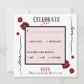RSVP viert Love en red bloemen Kaart (Voorkant)