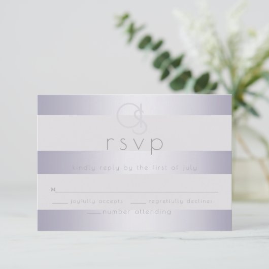 RSVP | Violet Silver Shimmer Stripes Monogram2 (Staand voorkant)