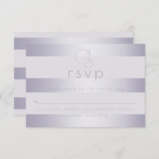 RSVP | Violet Silver Shimmer Stripes Monogram2 (Voorkant / Achterkant)