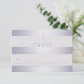 RSVP | Violet Silver Shimmer Stripes Monogram2 Kaartje (Staand voorkant)