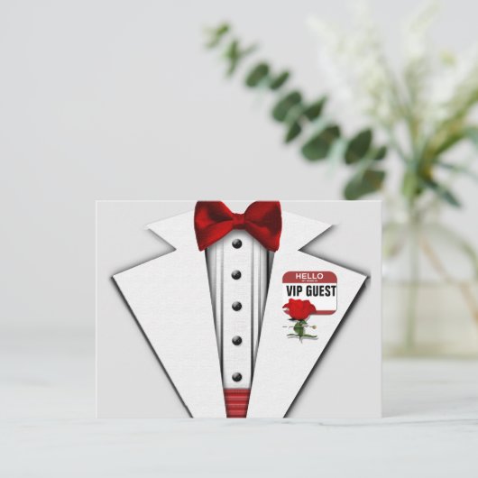 RSVP | VIP TUXEDO UITNODIGING BRIEFKAART (Staand voorkant)
