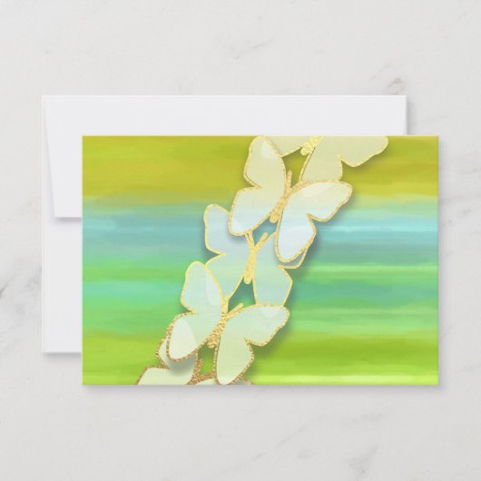 RSVP Vlinder Blauw Groen Geel Waterverf Kaart (Voorkant)