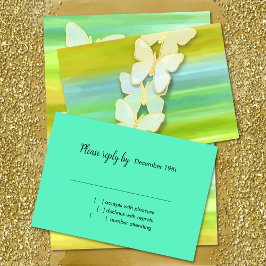 RSVP Vlinder Blauw Groen Geel Waterverf Kaart