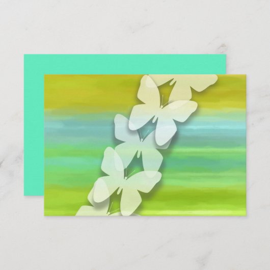 RSVP Vlinder Blauw Groen Geel Waterverf Kaart (Voorkant / Achterkant)