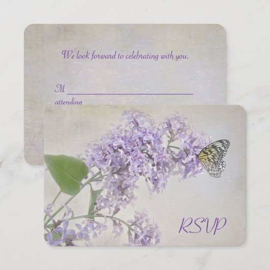 RSVP Vlinder op Seringen Kaart (Voorkant / Achterkant)