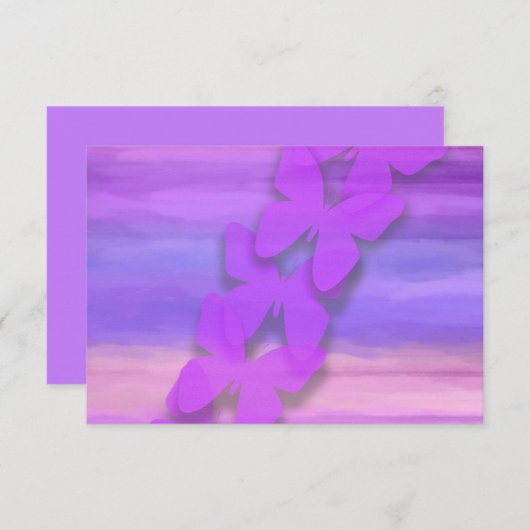 RSVP Vlinder Roze Paarse Waterverf Kaart (Voorkant / Achterkant)