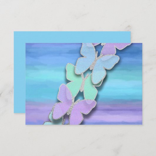 RSVP Vlinder Turquoise Paars Aquarel  Kaart (Voorkant / Achterkant)