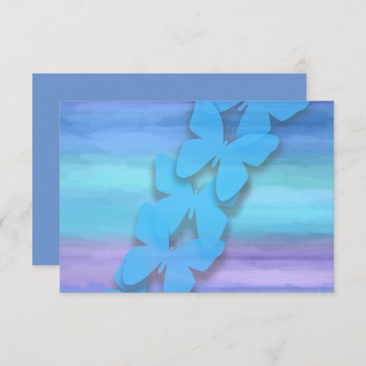 RSVP Vlinder Turquoise Paarse Waterverf Kaart (Voorkant / Achterkant)