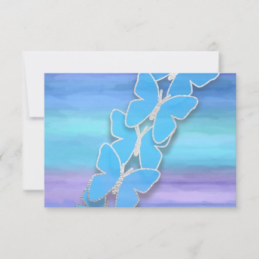 RSVP Vlinder Turquoise Paarse Waterverf Kaart (Voorkant)