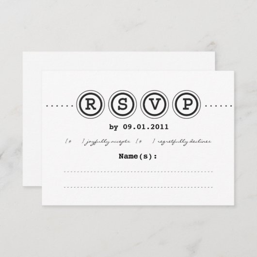 RSVP voor het uitnodigen van een bruiloft voor sch (Voorkant / Achterkant)