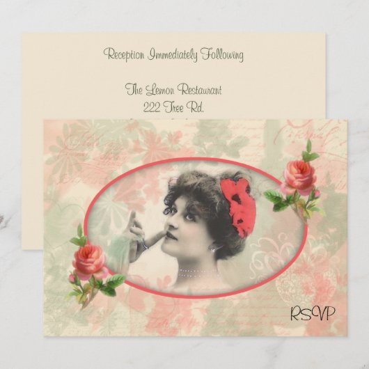 RSVP voor Huwelijksreceptie van Victoriase Vrouw Kaart (Voorkant / Achterkant)