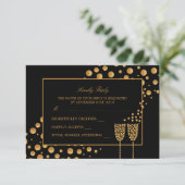 RSVP voor verlovingsfeest met gouden champagnebubb Kaart (Staand voorkant)