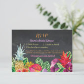 RSVP Vrijgezellenfeest Aloha Tropical Chalk Cards  (Staand voorkant)