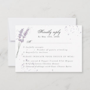 RSVP w maaltijd kiest waterverf lavender rsvp Kaartje