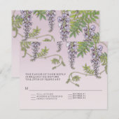 RSVP w menu Art Nouveau Wisteria Floral Kaart (Voorkant / Achterkant)