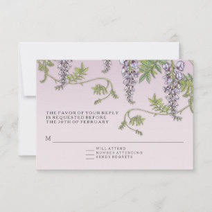RSVP w menu Art  Wisteria Floral Kaart