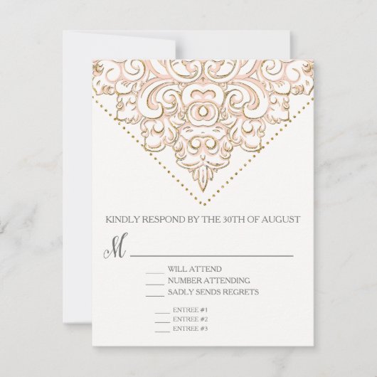 RSVP w Menu Choice Elegant Formal Modern Lace (Voorkant)