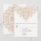 RSVP w Menu Choice Elegant Formal Modern Lace (Voorkant / Achterkant)