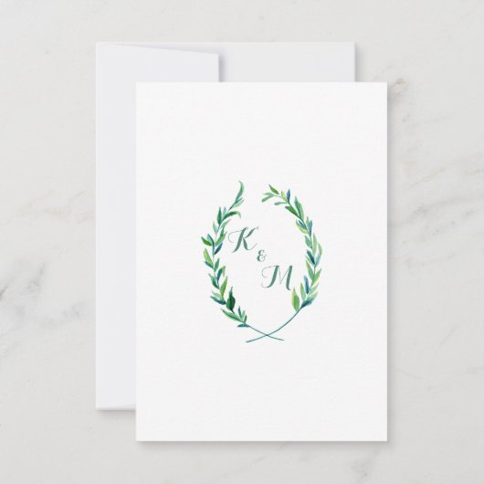 RSVP w Menu Laurel Krans Olijfblad Tak Modern (Achterkant)