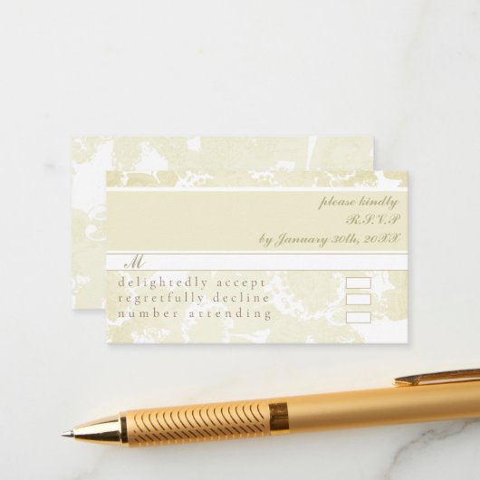 RSVP (w/White on White nodigt uit) Behuizing Kaart (Voorkant / Achterkant in situ)