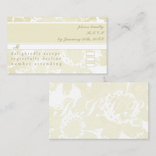 RSVP (w/White on White nodigt uit) Behuizing Kaart (Voorkant / Achterkant)