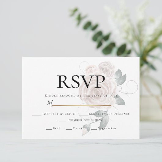 RSVP  | Watercolor stoffig roze roze maaltijdkeuze Kaartje (Staand voorkant)