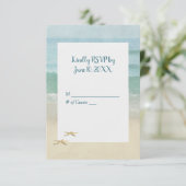 RSVP waterverf Beach Starfish Wedding RSVP Kaart (Staand voorkant)