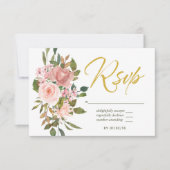 RSVP waterverf floral Blush Pink and Gold Wedding  (Voorkant)