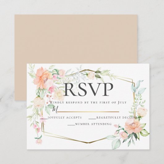 RSVP | Waterverf Floral Bouquet Kaart (Voorkant / Achterkant)